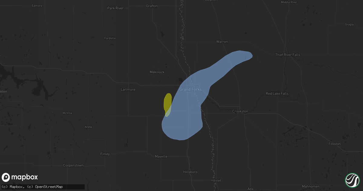 Hail map in Grand Forks, ND on July 24, 2020