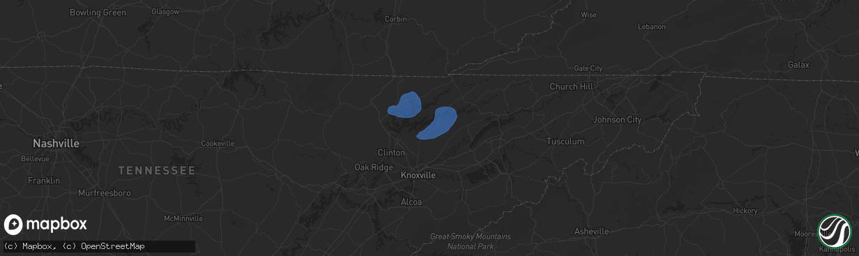 Hail map in Maynardville, TN on July 24, 2020