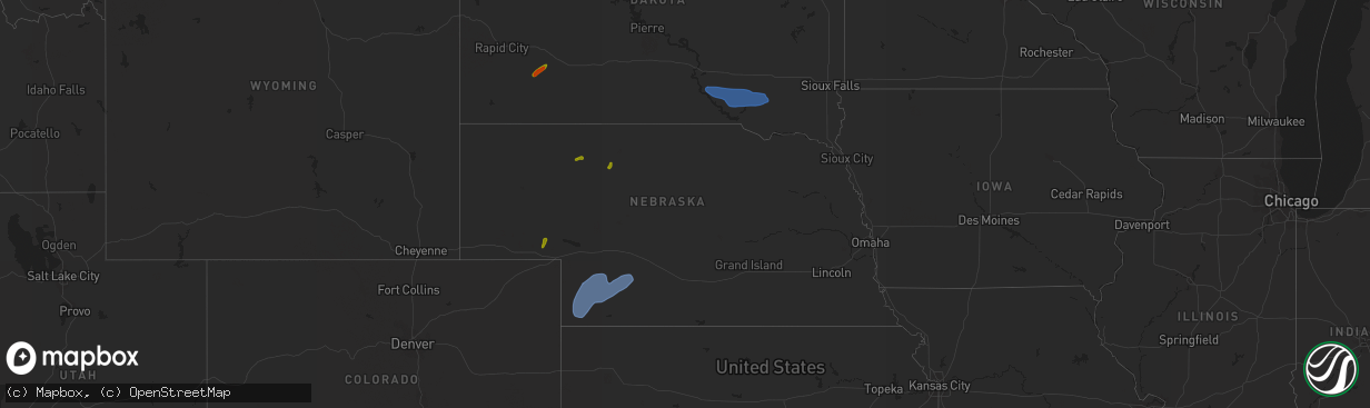 Hail map in Nebraska on July 24, 2020