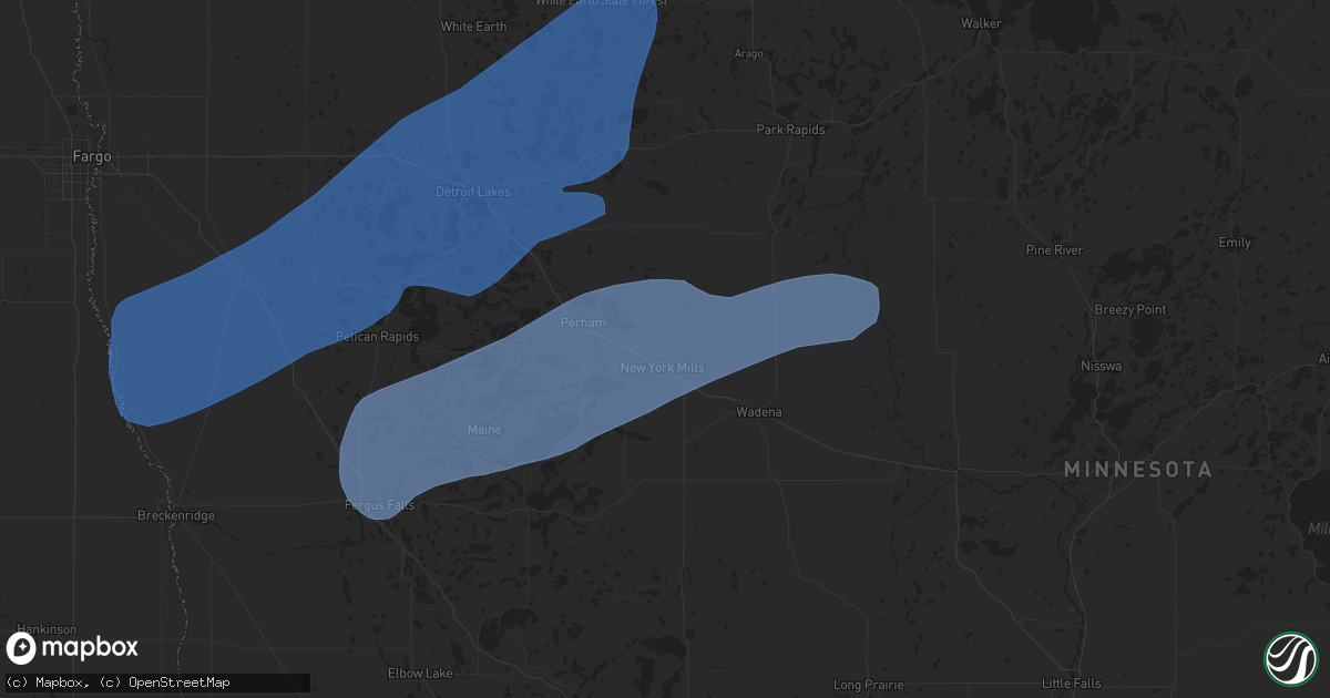 Hail map in New York Mills, MN on July 24, 2020