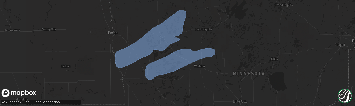 Hail map in Perham, MN on July 24, 2020