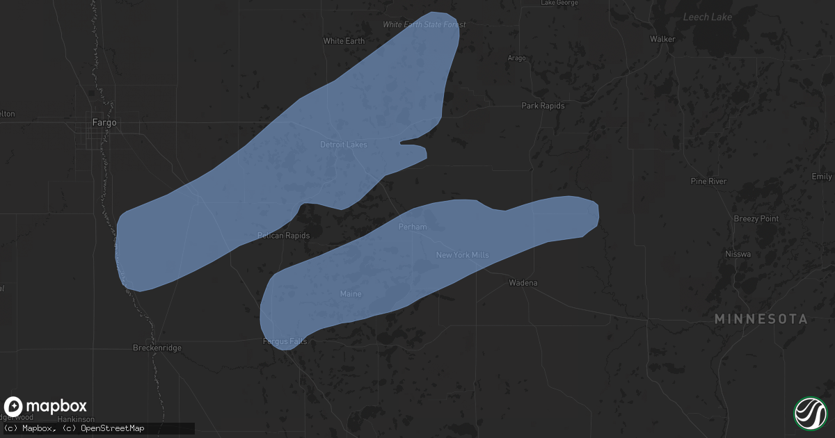 Hail map in Perham, MN on July 24, 2020