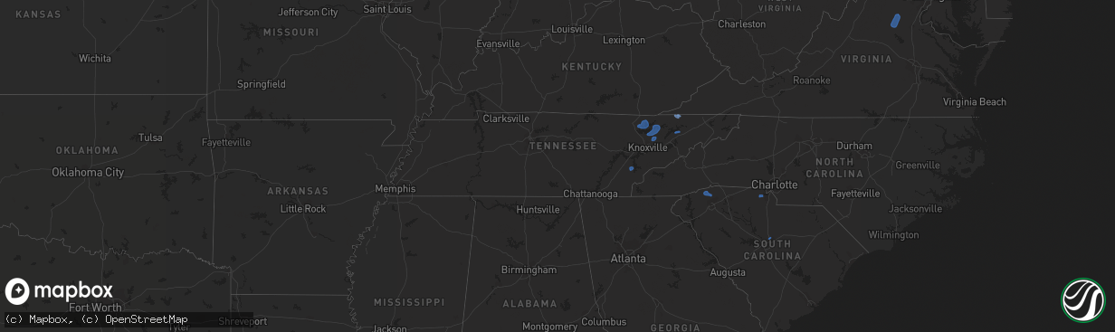 Hail map in Tennessee on July 24, 2020