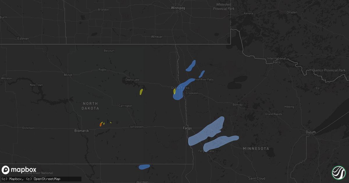 Hail map on July 24, 2020