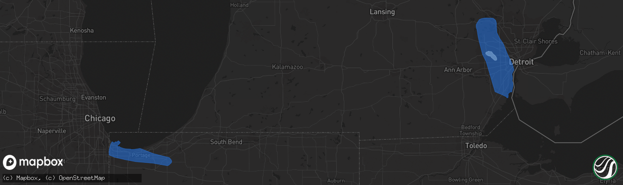 Hail map in Dearborn, MI on July 24, 2021