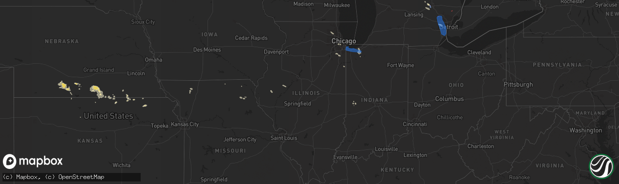 Hail map in Illinois on July 24, 2021