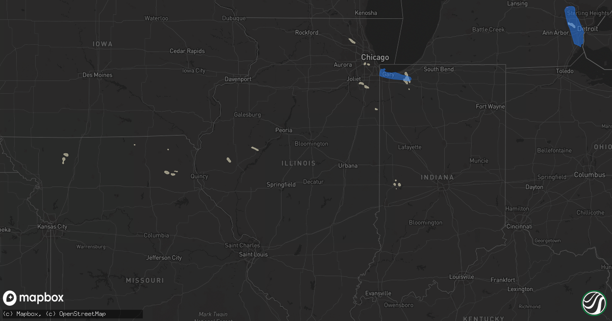 Hail map in Illinois on July 24, 2021