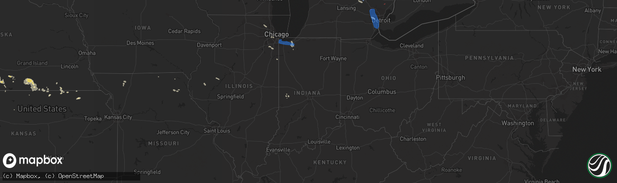 Hail map in Indiana on July 24, 2021