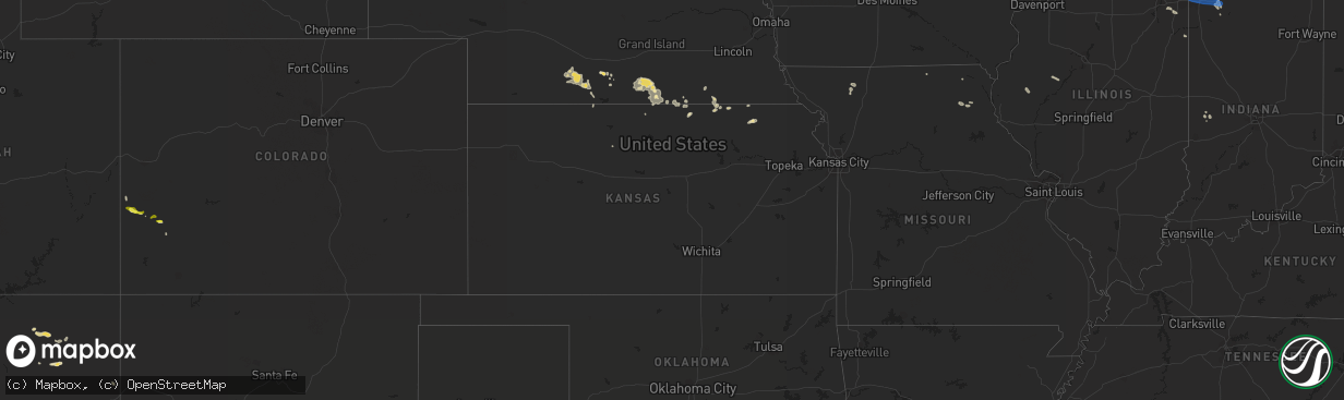 Hail map in Kansas on July 24, 2021