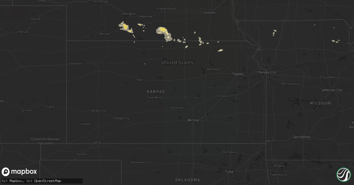 Hail map in Kansas on July 24, 2021