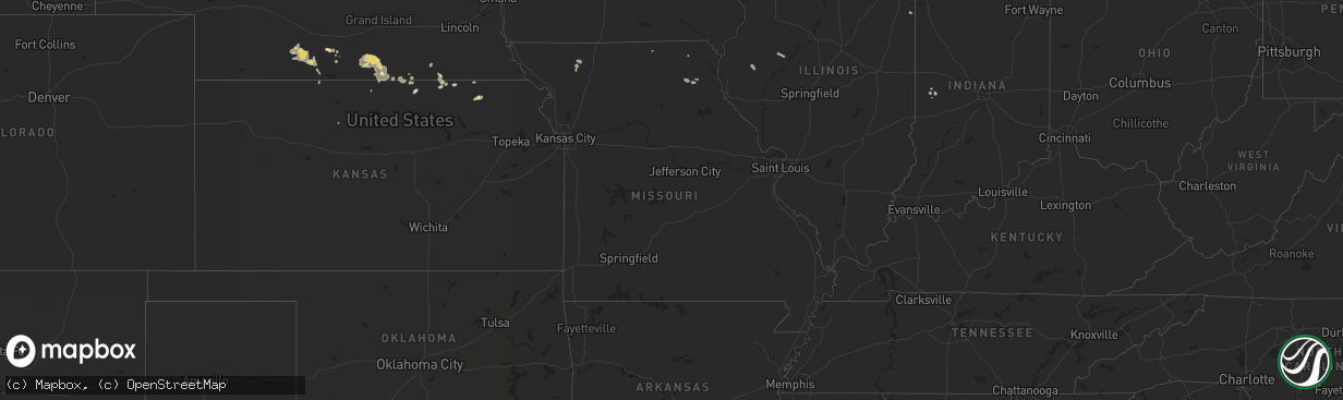 Hail map in Missouri on July 24, 2021