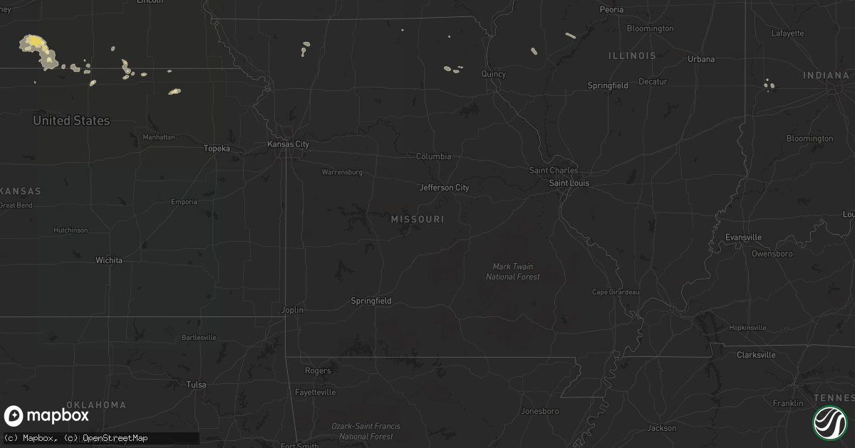 Hail map in Missouri on July 24, 2021