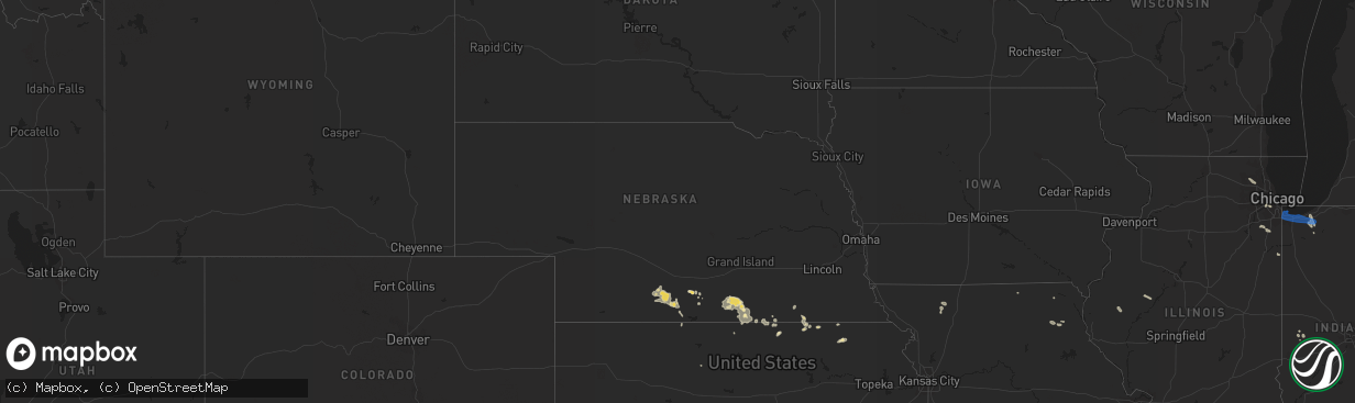 Hail map in Nebraska on July 24, 2021