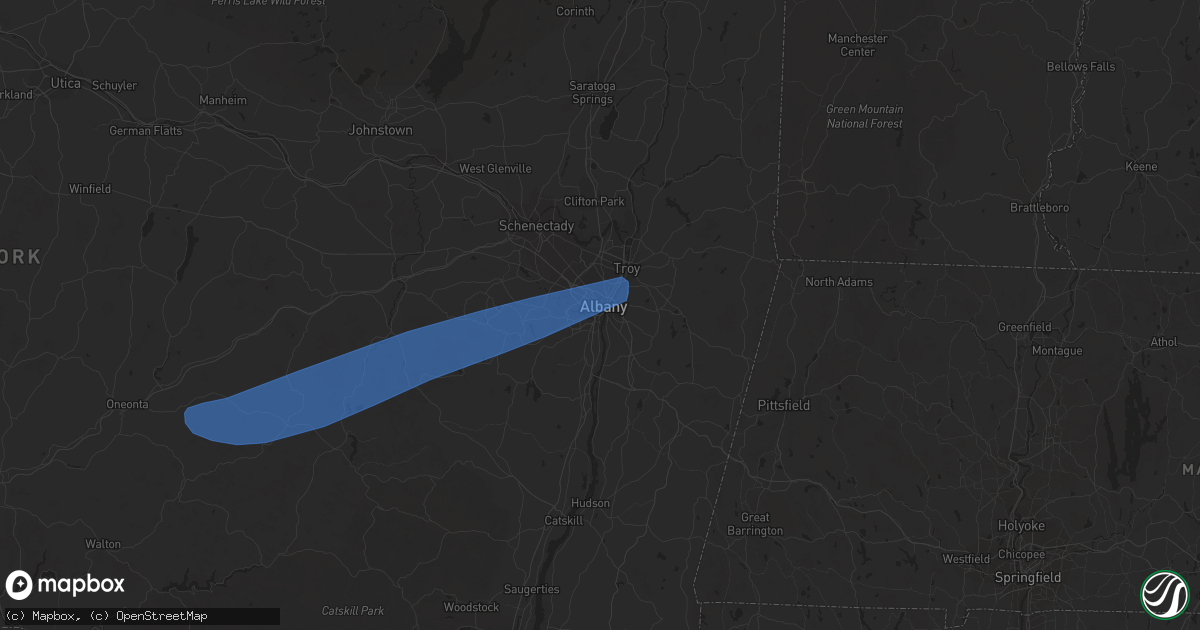 Hail map in Albany, NY on July 24, 2022