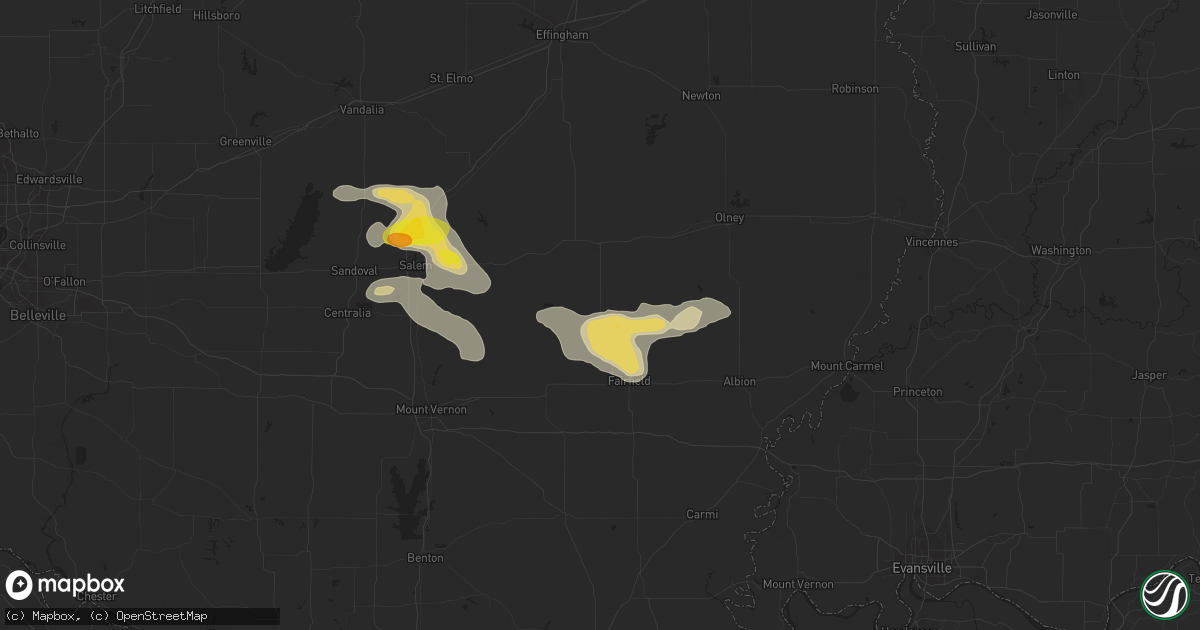 Hail map in Cisne, IL on July 24, 2022