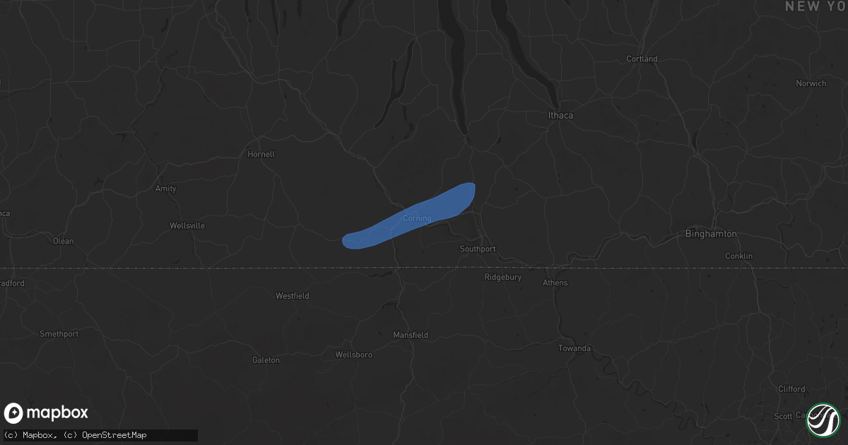Hail map in Corning, NY on July 24, 2022