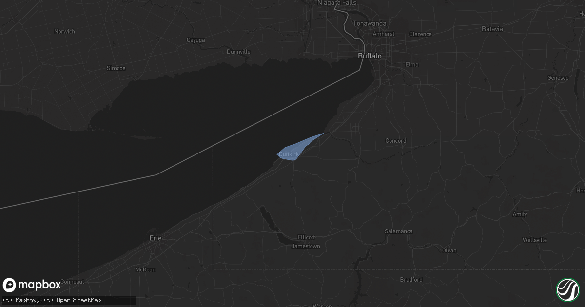 Hail map in Dunkirk, NY on July 24, 2022