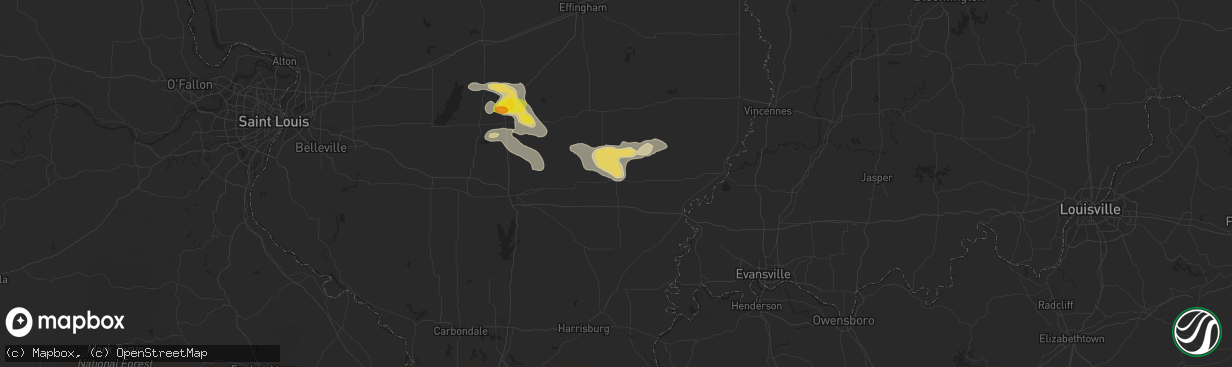 Hail map in Fairfield, IL on July 24, 2022