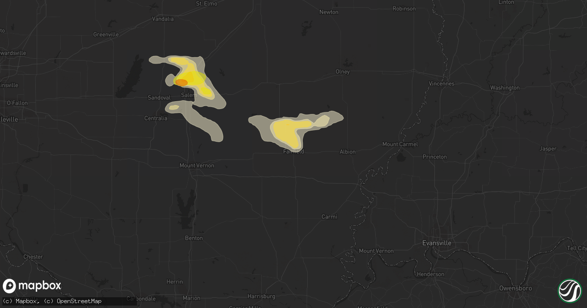 Hail map in Fairfield, IL on July 24, 2022