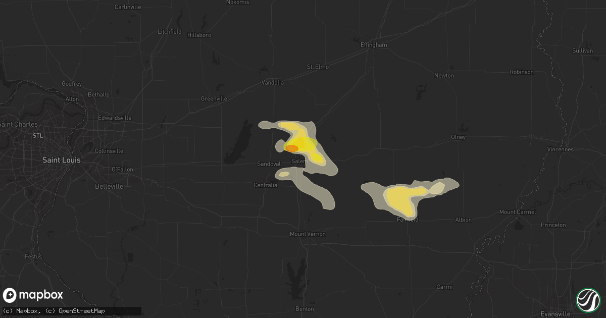 Hail map in Salem, IL on July 24, 2022
