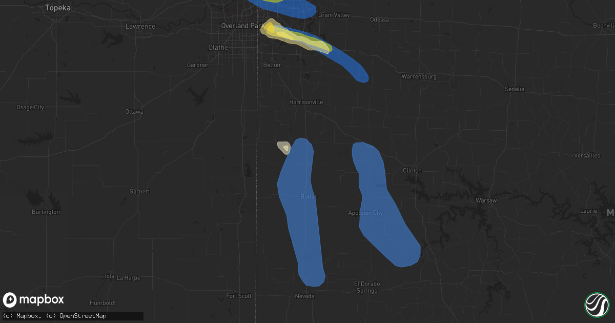 Hail map in Adrian, MO on July 24, 2023