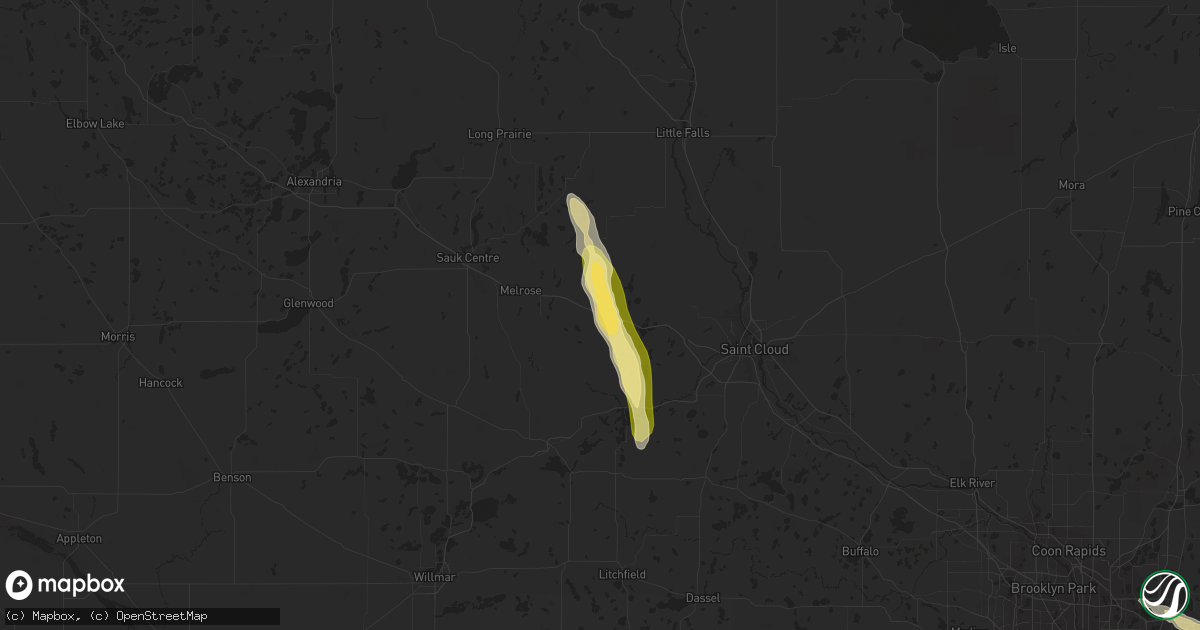 Hail map in Albany, MN on July 24, 2023