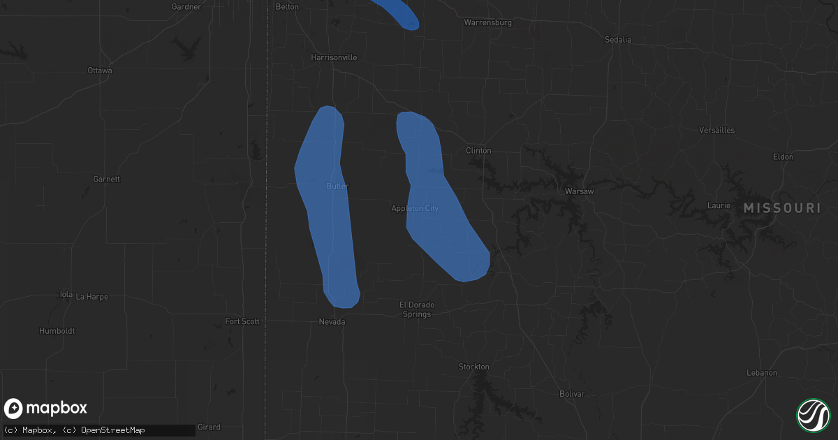 Hail map in Appleton City, MO on July 24, 2023