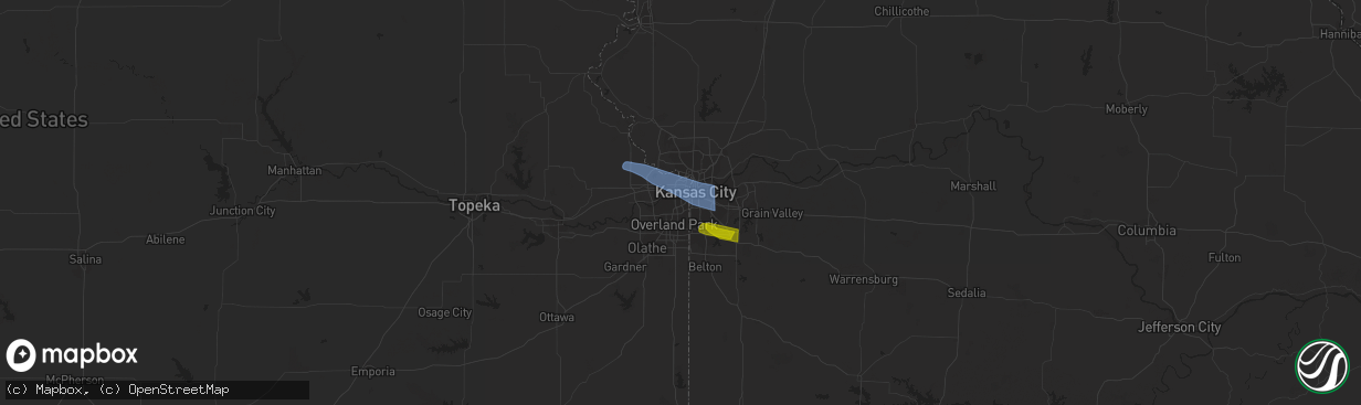 Hail map in Basehor, KS on July 24, 2023