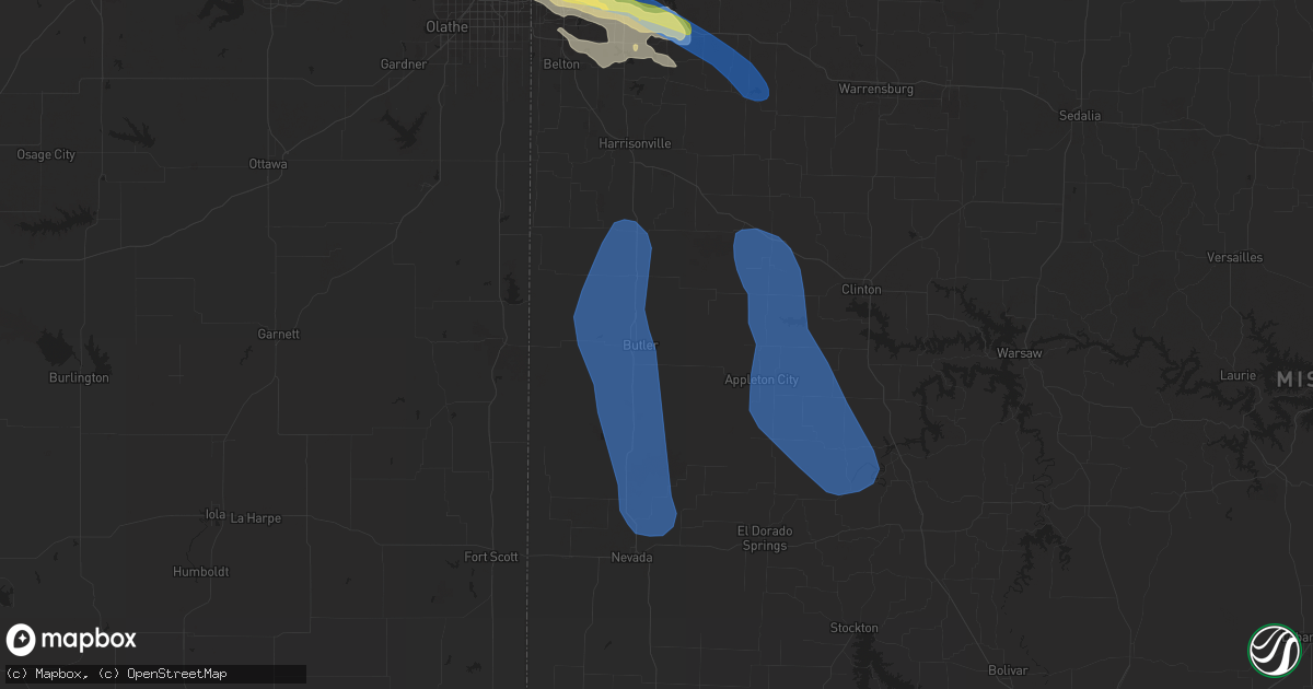 Hail map in Butler, MO on July 24, 2023