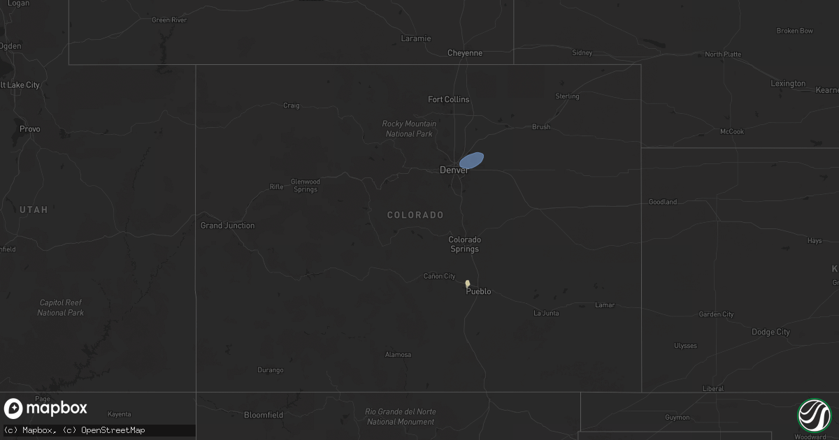 Hail map in Colorado on July 24, 2023