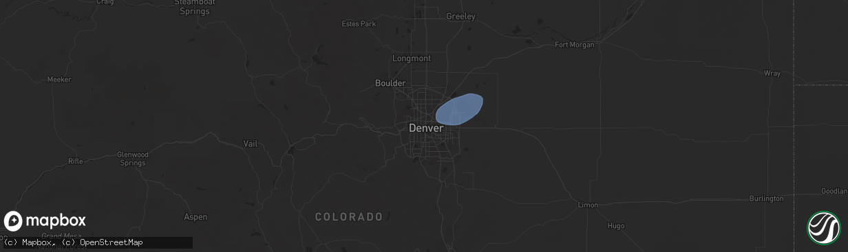 Hail map in Denver, CO on July 24, 2023