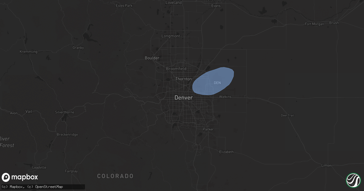 Hail map in Denver, CO on July 24, 2023