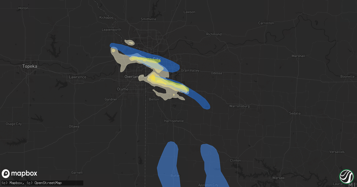 Hail map in Greenwood, MO on July 24, 2023