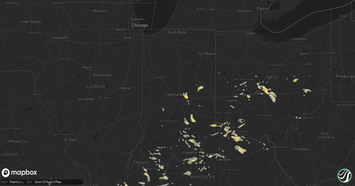 Hail map in Indiana on July 24, 2023
