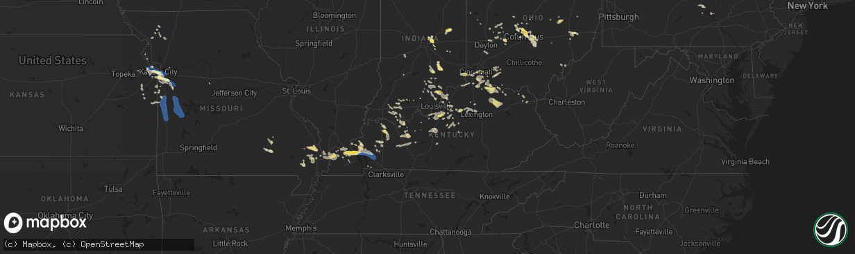 Hail map in Kentucky on July 24, 2023