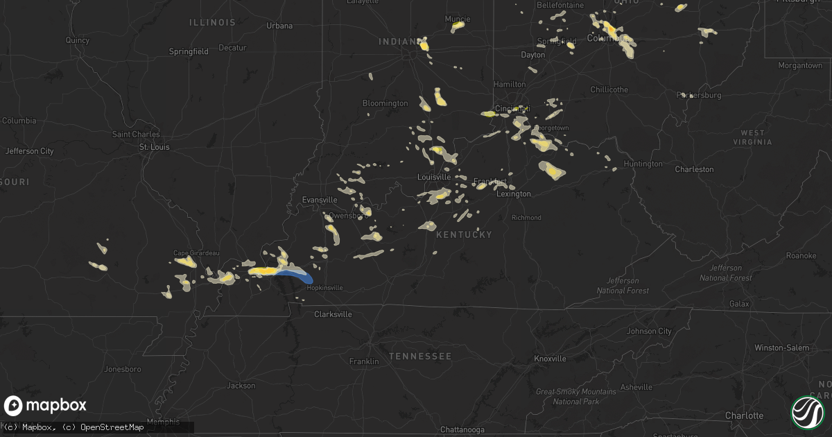 Hail map in Kentucky on July 24, 2023