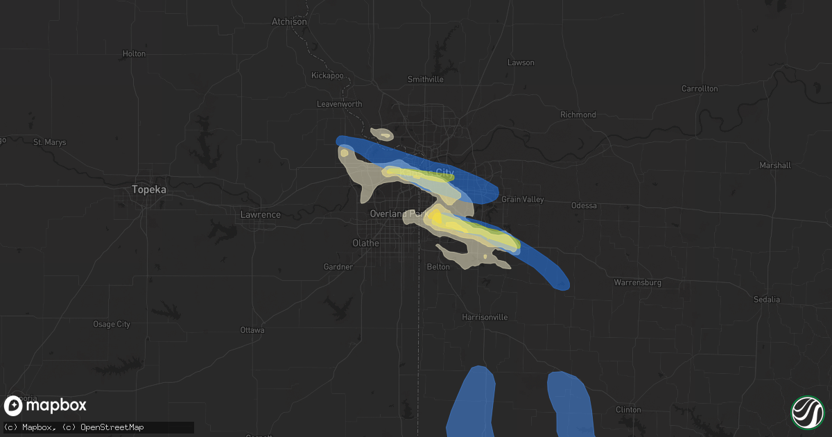 Hail map in Leawood, KS on July 24, 2023