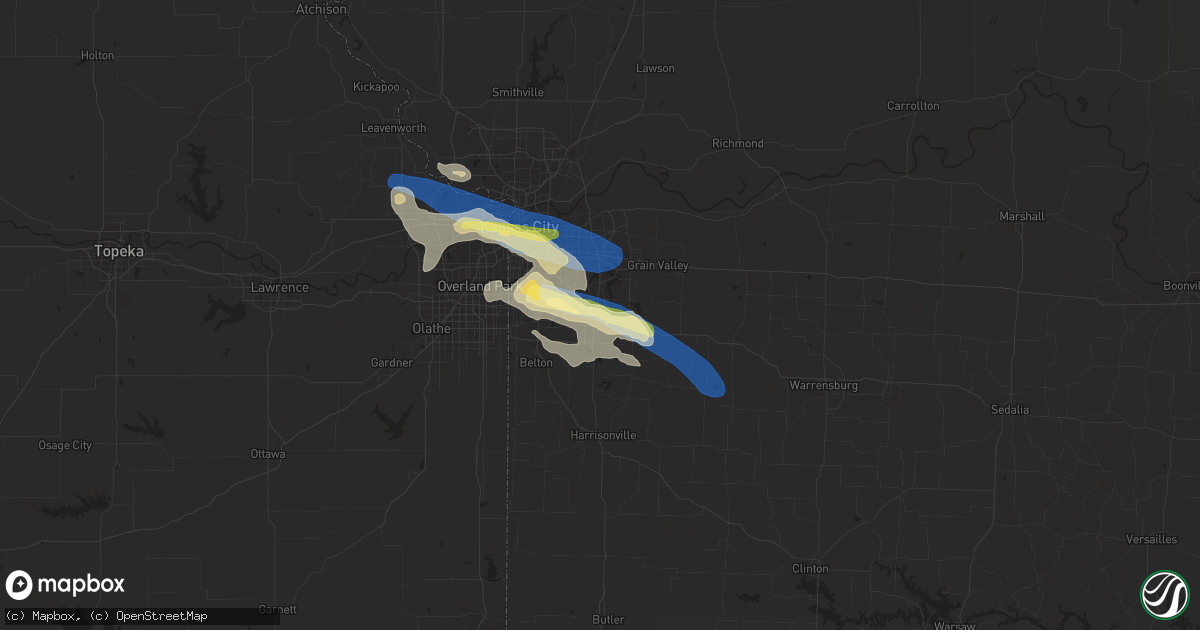 Hail map in Lees Summit, MO on July 24, 2023