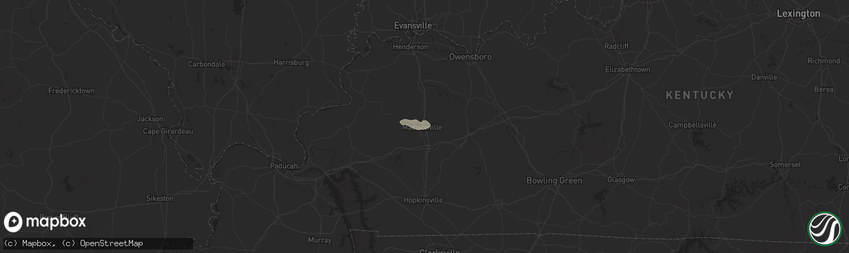 Hail map in Madisonville, KY on July 24, 2023