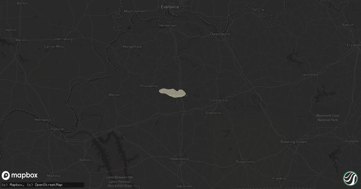 Hail map in Madisonville, KY on July 24, 2023