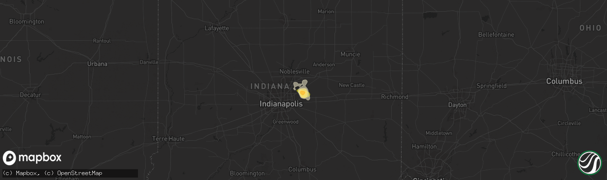 Hail map in Mccordsville, IN on July 24, 2023