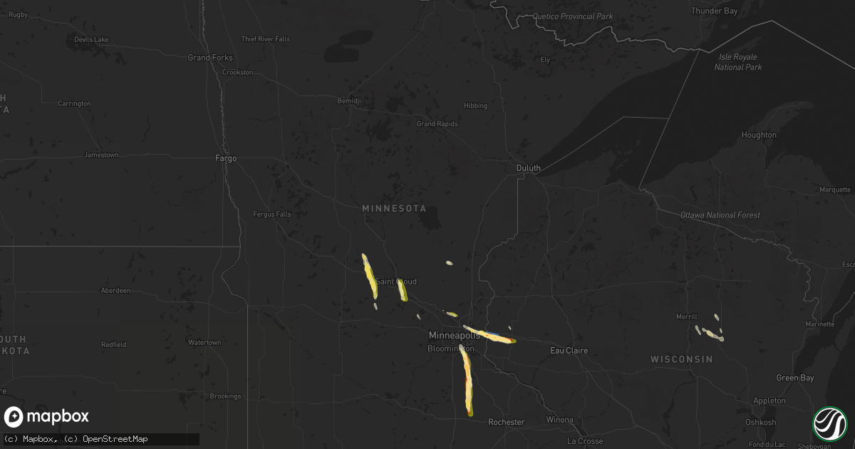 Hail map in Minnesota on July 24, 2023