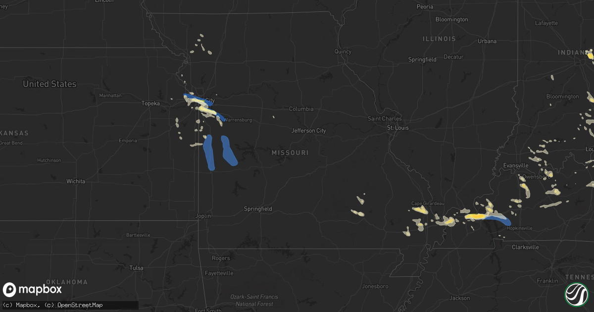 Hail map in Missouri on July 24, 2023