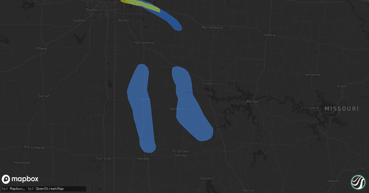 Hail map in Montrose, MO on July 24, 2023