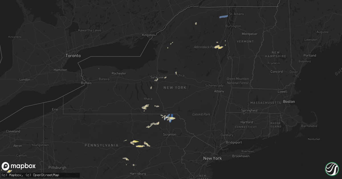Hail map in New York on July 24, 2023