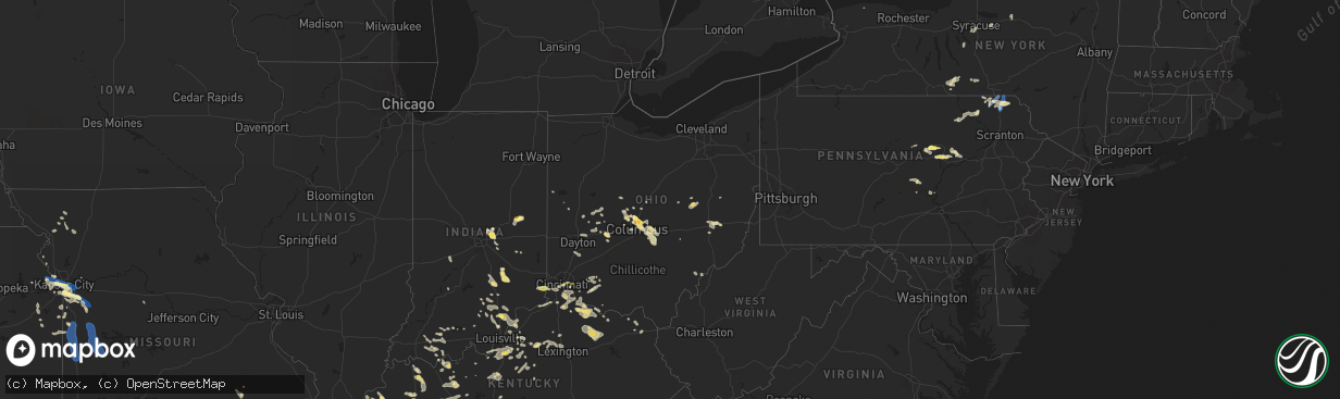 Hail map in Ohio on July 24, 2023