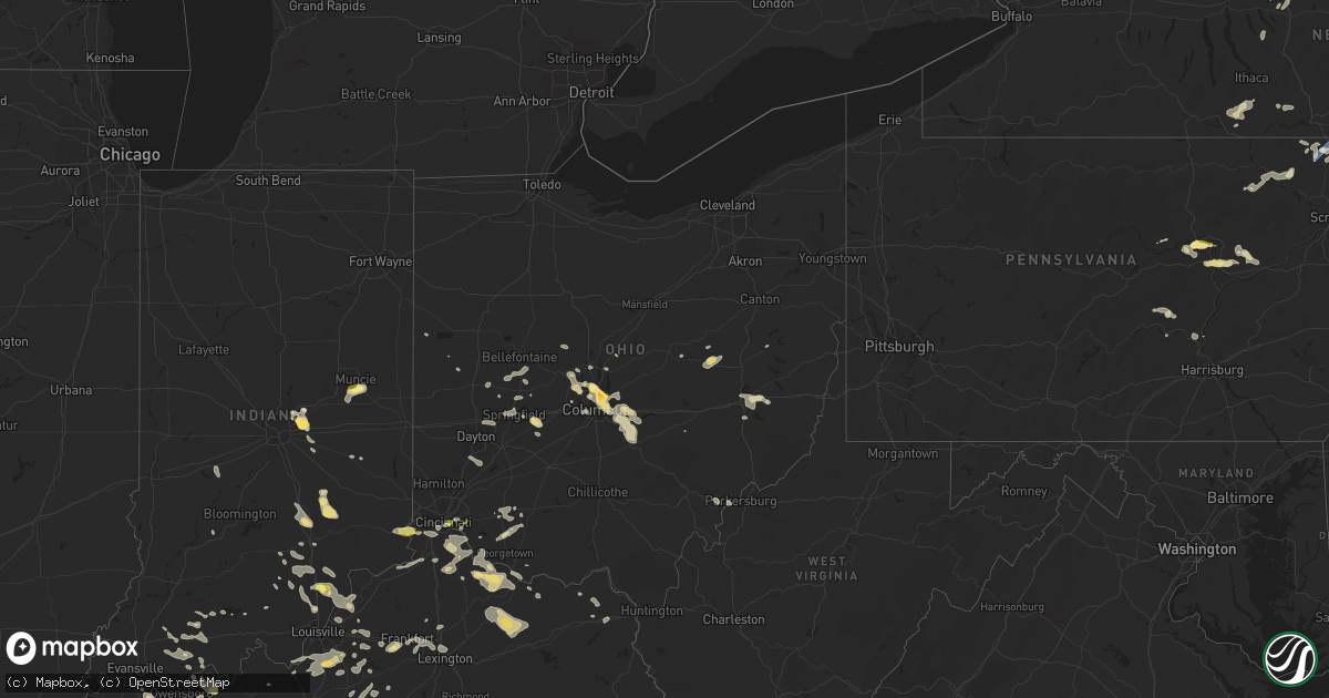 Hail map in Ohio on July 24, 2023