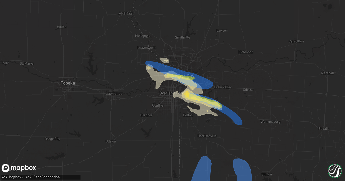 Hail map in Overland Park, KS on July 24, 2023