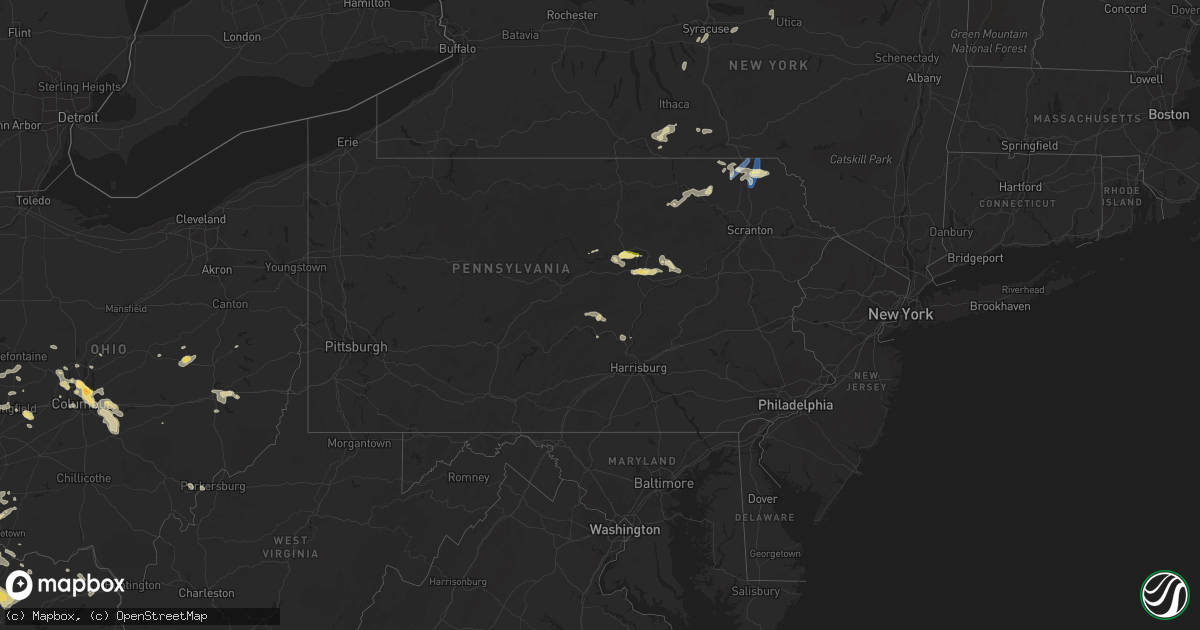 Hail map in Pennsylvania on July 24, 2023