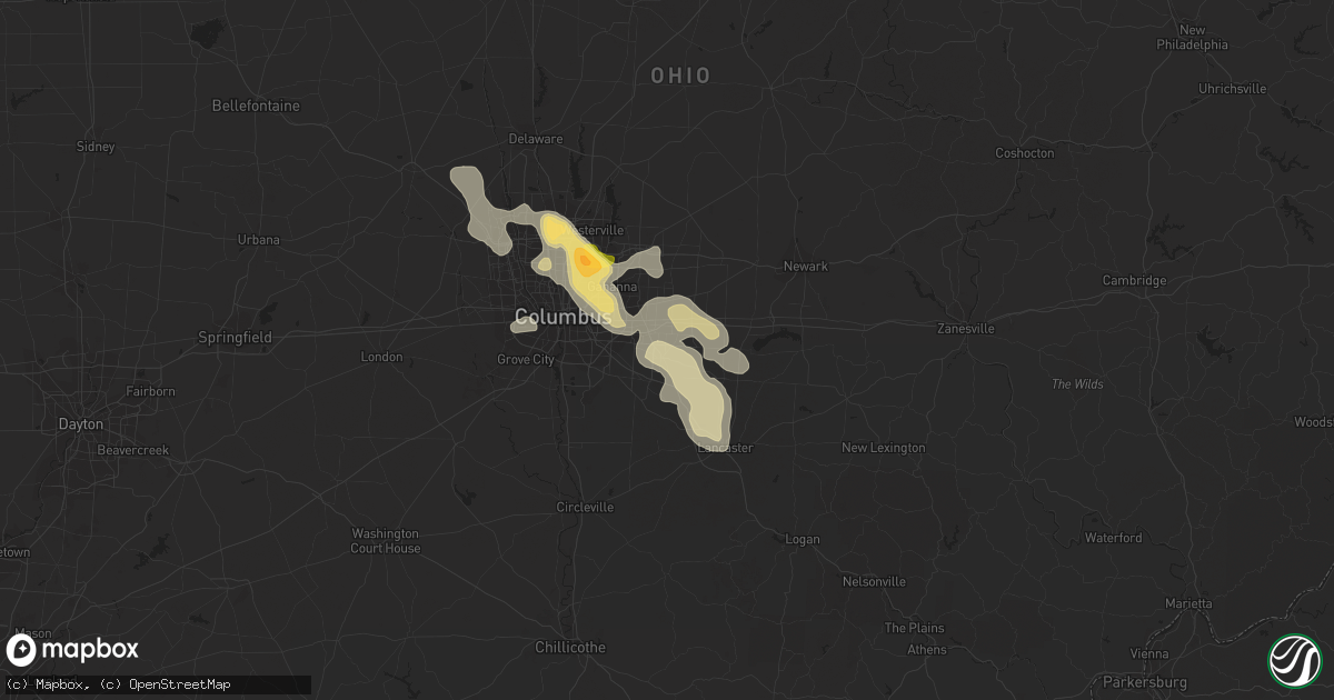 Hail map in Pickerington, OH on July 24, 2023